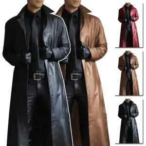 Men's Gothic Steampunk Leather Trench Coat