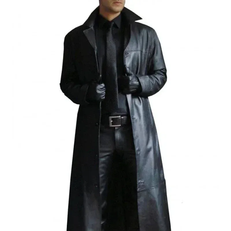 Men's Gothic Steampunk Leather Trench Coat