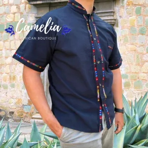 Men's Guayabera Shirt Short Sleeve Sarape Trim