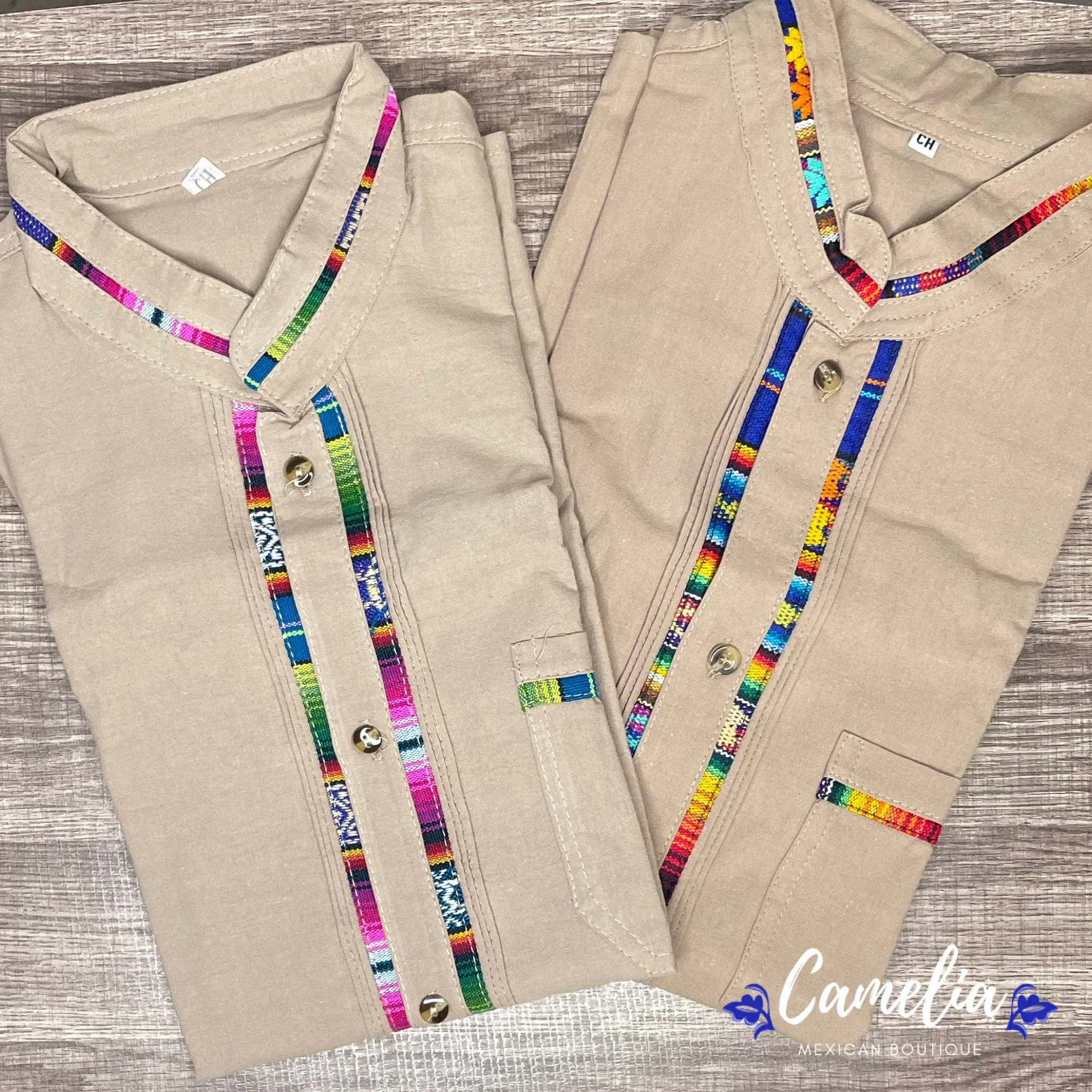 Men's Guayabera Shirt Short Sleeve Sarape Trim
