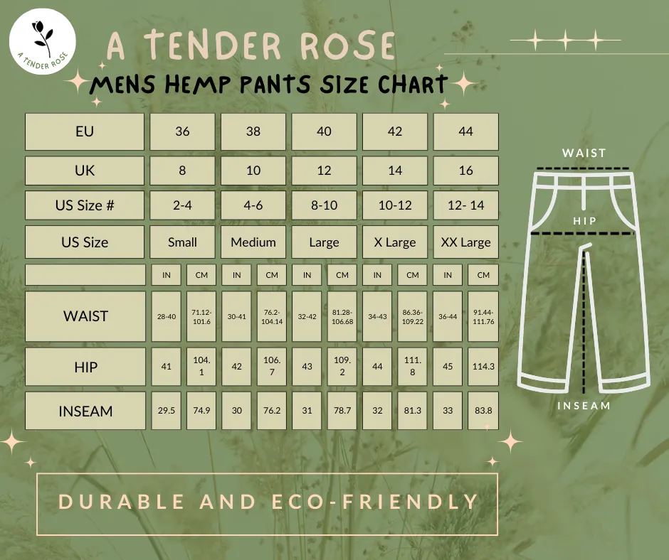 Men's Hemp Beach Pants, Two Pockets, 100% Hemp