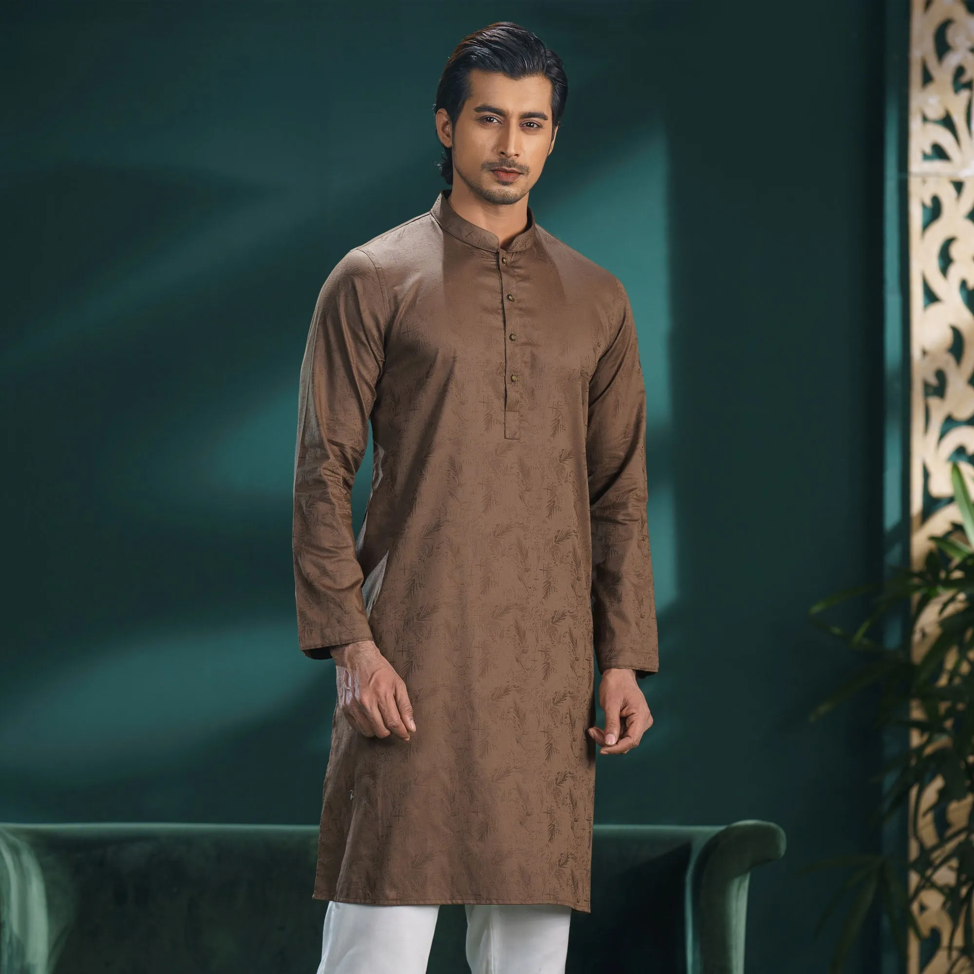 Mens Medium Brown Panjabi
