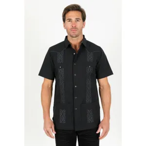 Men's Modern Black GUAYABERA Shirt