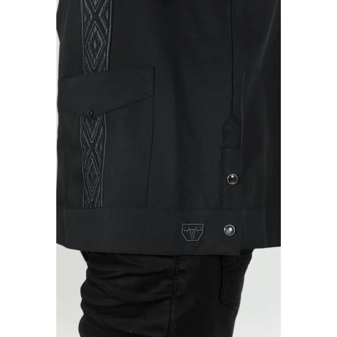Men's Modern Black GUAYABERA Shirt