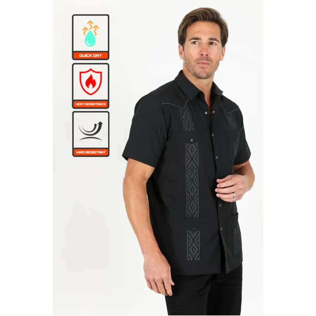 Men's Modern Black GUAYABERA Shirt