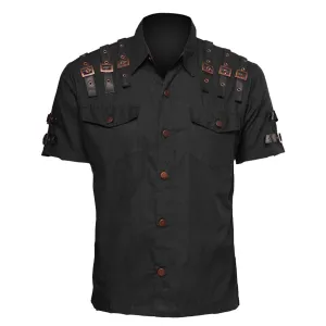Mens Officer Short Sleeve Steampunk Shirt