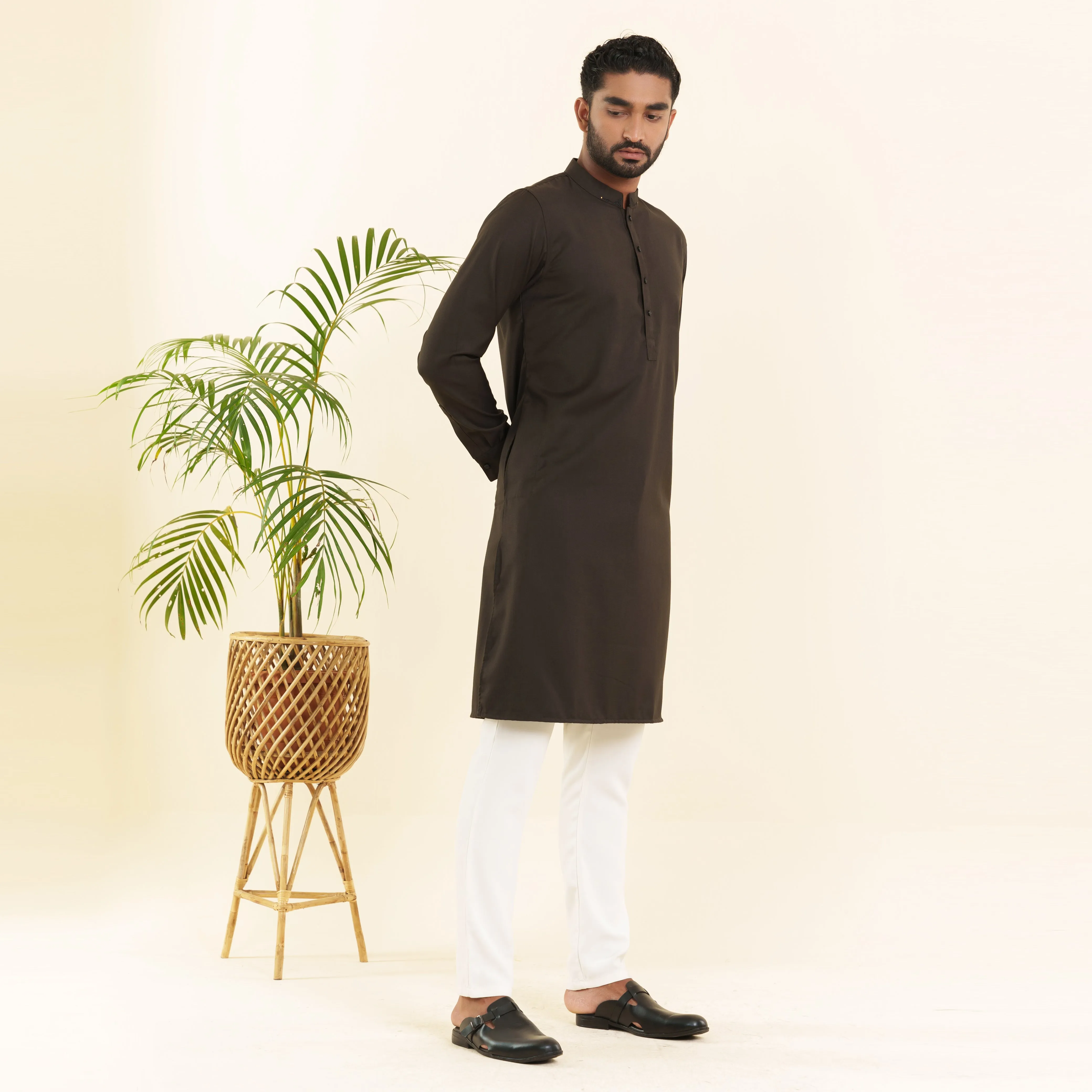 Mens Premium Panjabi- Blackish Green