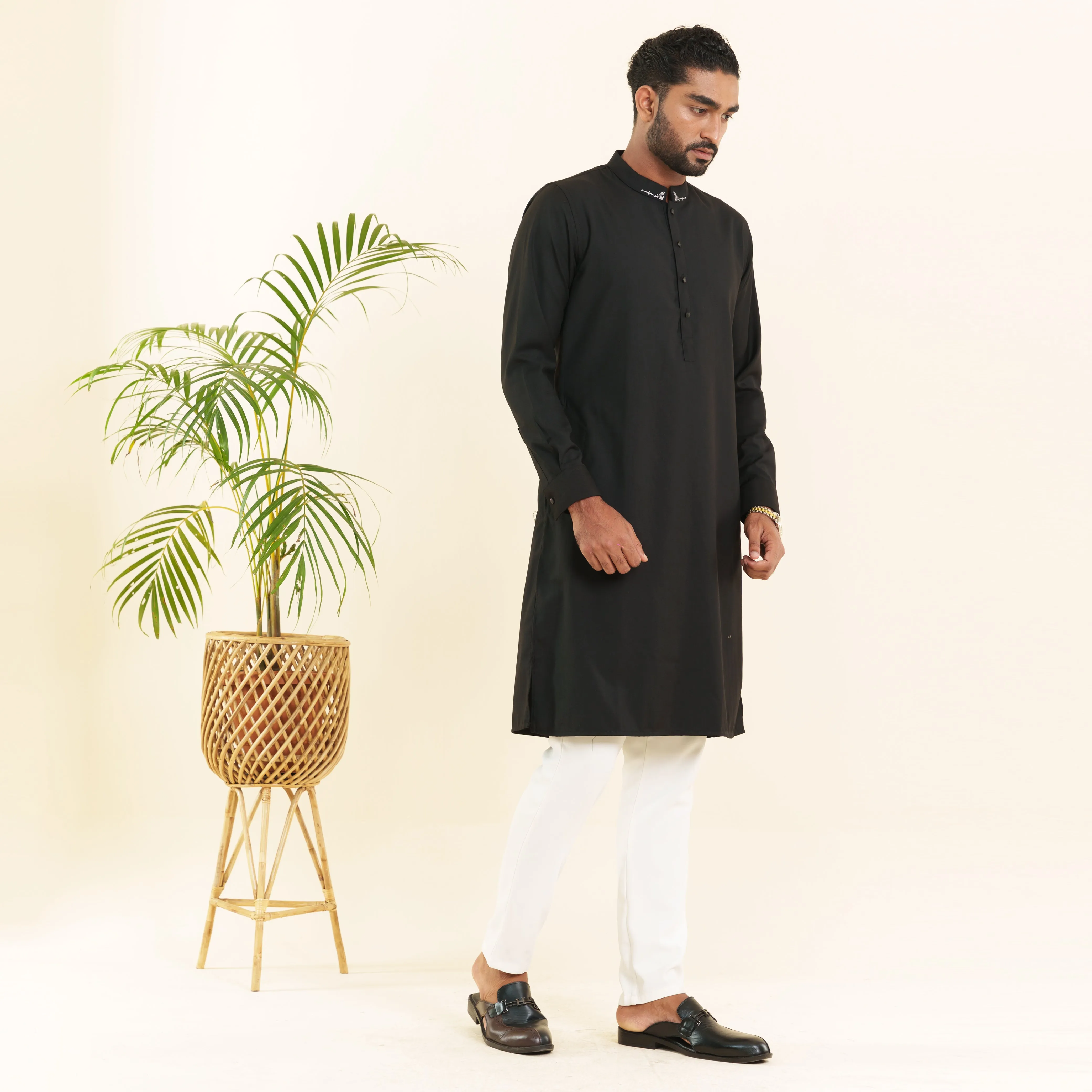 Mens Premium Panjabi- Jet Black1