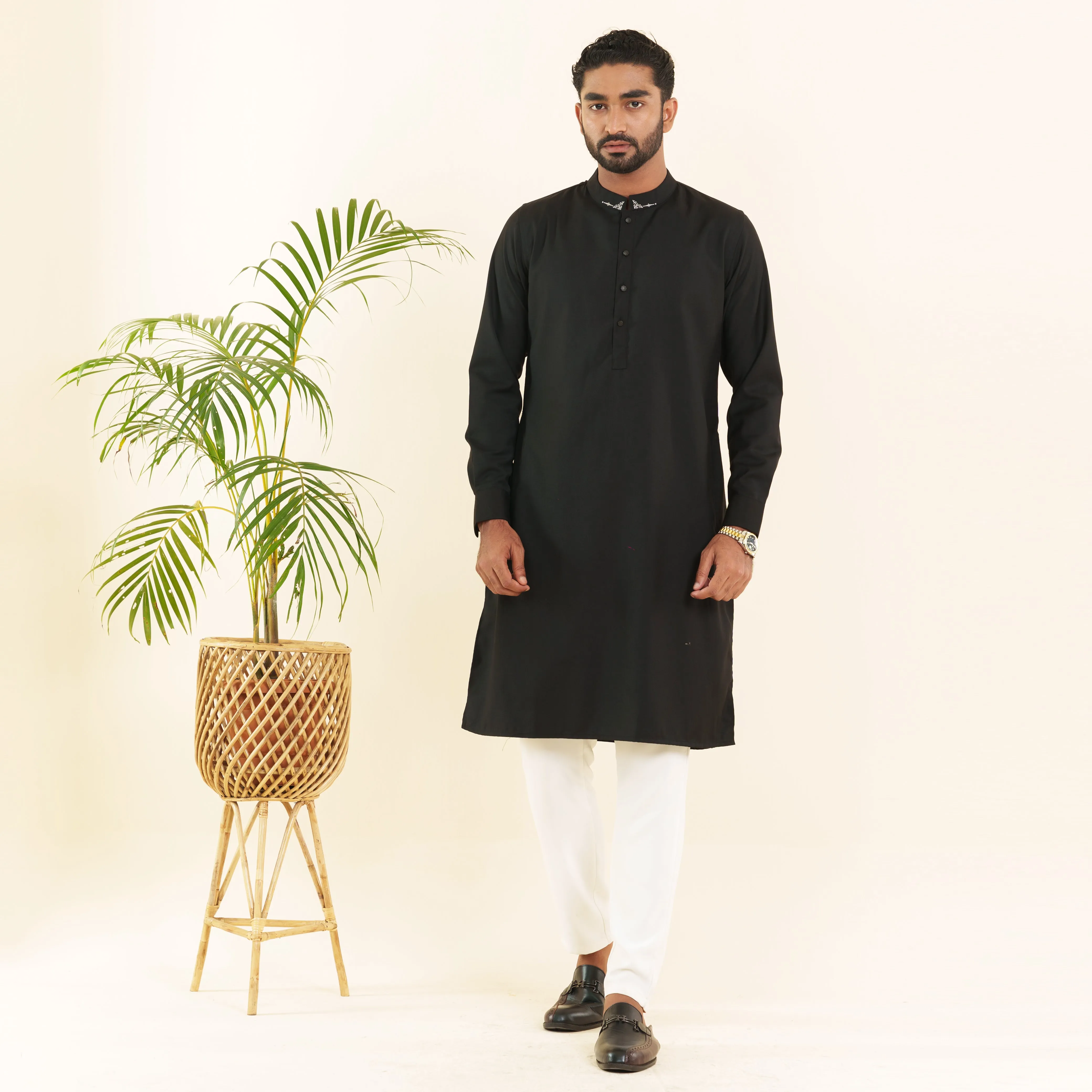Mens Premium Panjabi- Jet Black1