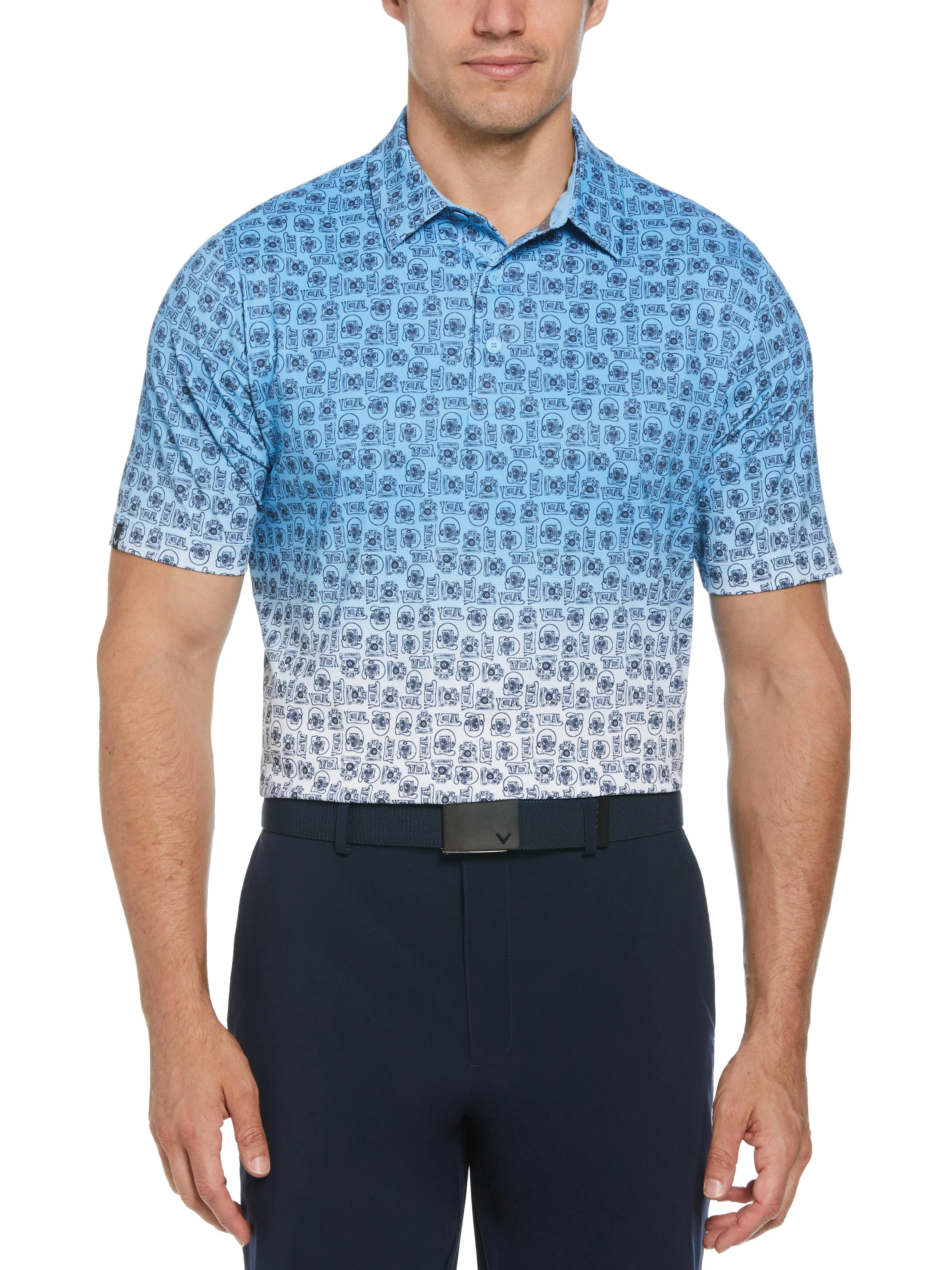 Men's Retro Tech Ombre Print Golf Polo