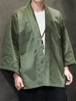 Men's Vintage Plain Corduroy Cardigan Jacket for Autumn