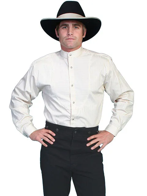 Men's Western Shirt Collection: Scully Rangewear Bib Tone On Tone Ivory