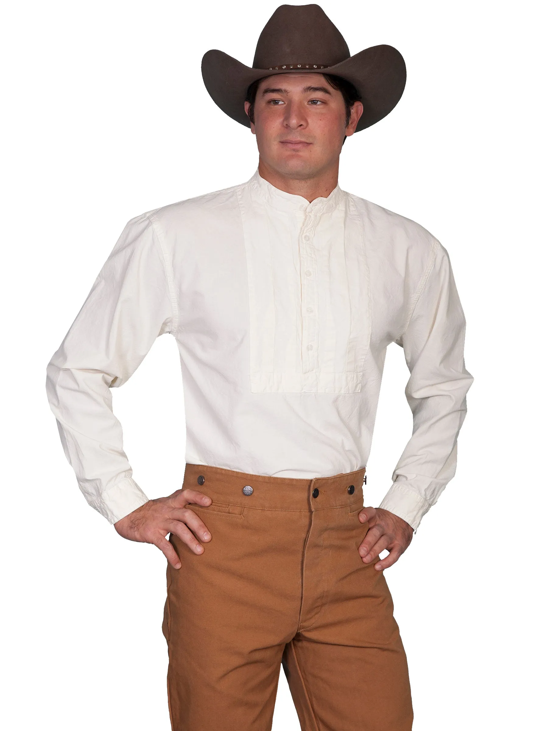 Men's Western Shirt Collection: Scully Rangewear Pullover Pleated Bib