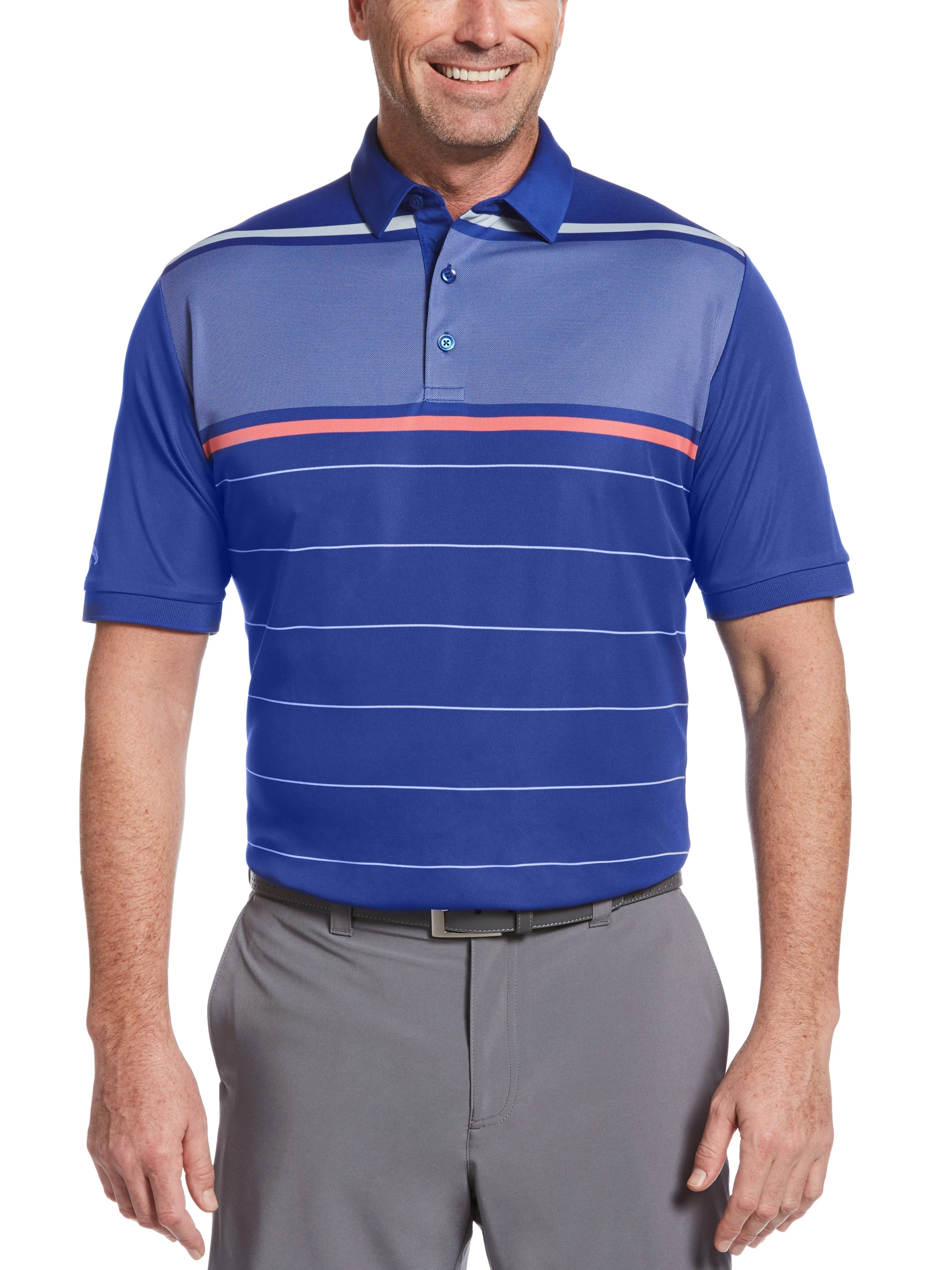 Mens Yarn Dyed Engineered Oxford Chest Block Swing Tech™ Polo