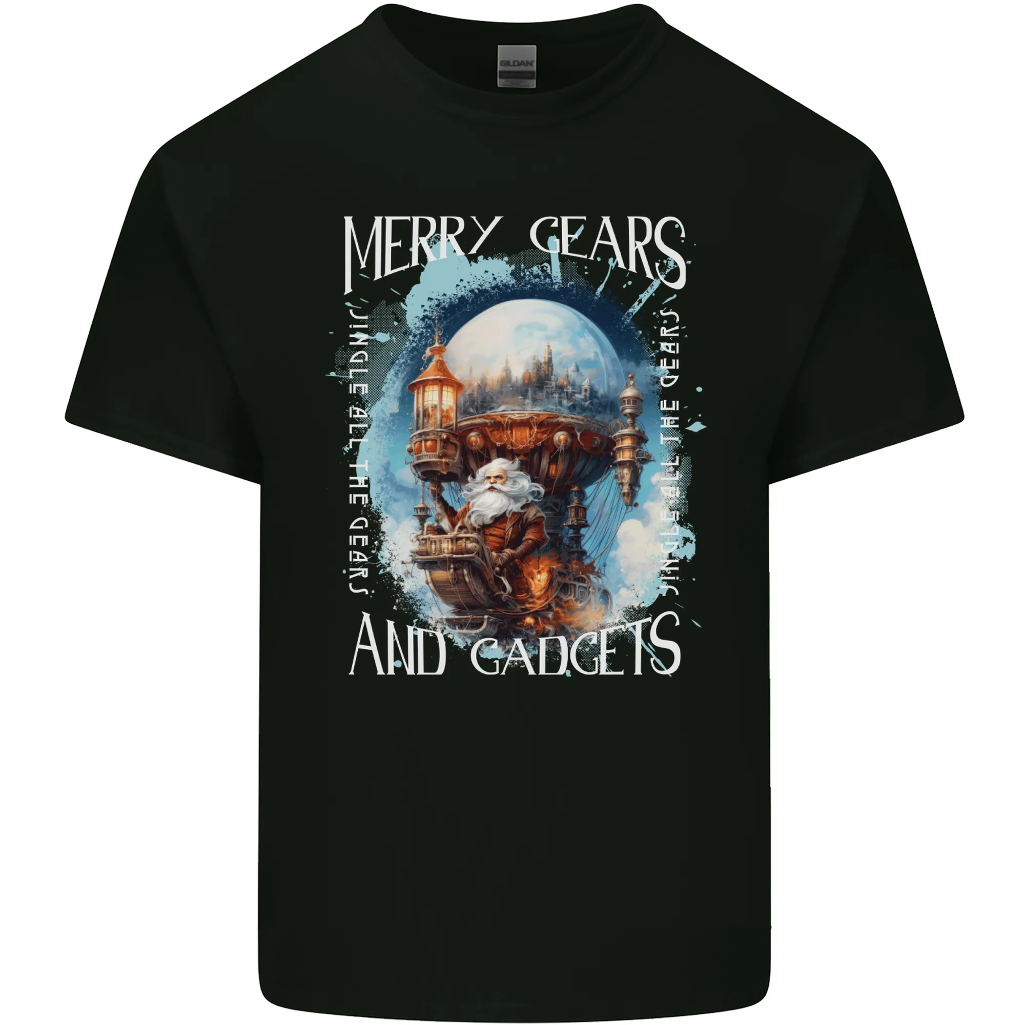 Merry Gears Steampunk Christmas Santa Xmas Mens Light Cotton T-Shirt