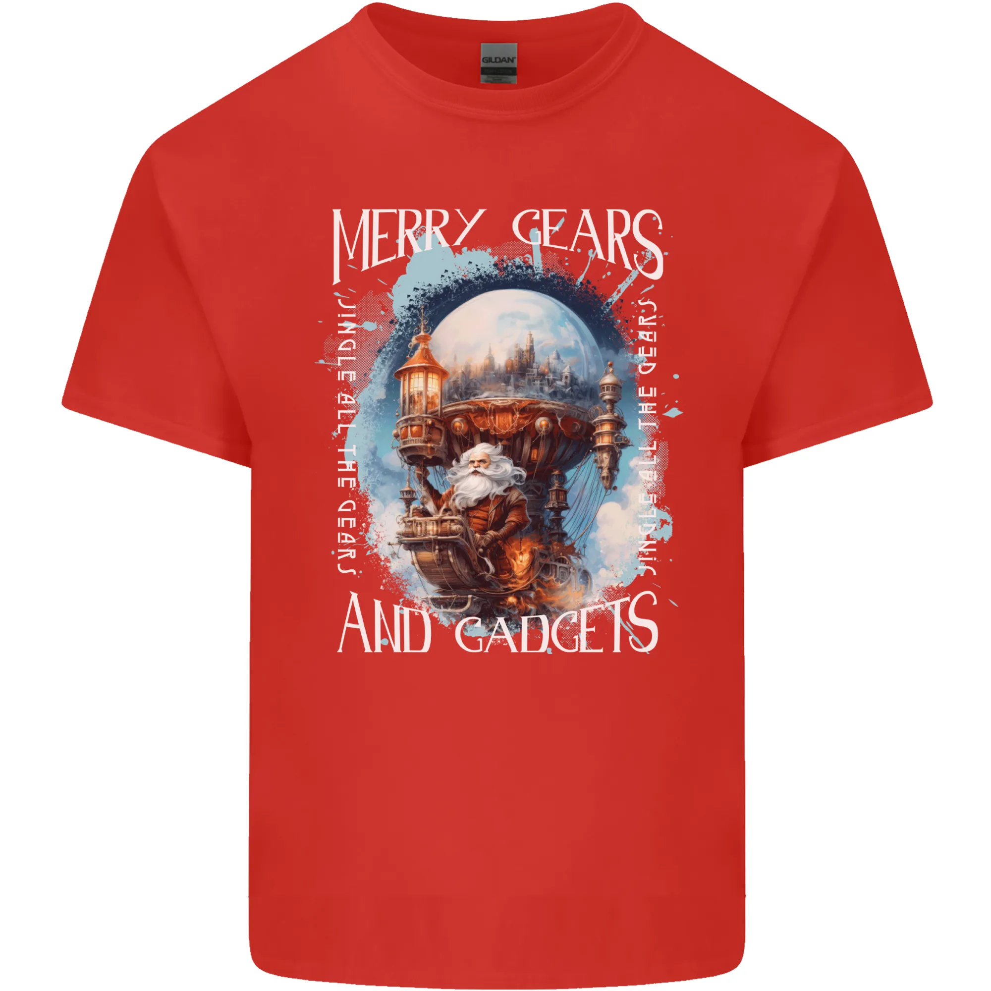 Merry Gears Steampunk Christmas Santa Xmas Mens Light Cotton T-Shirt