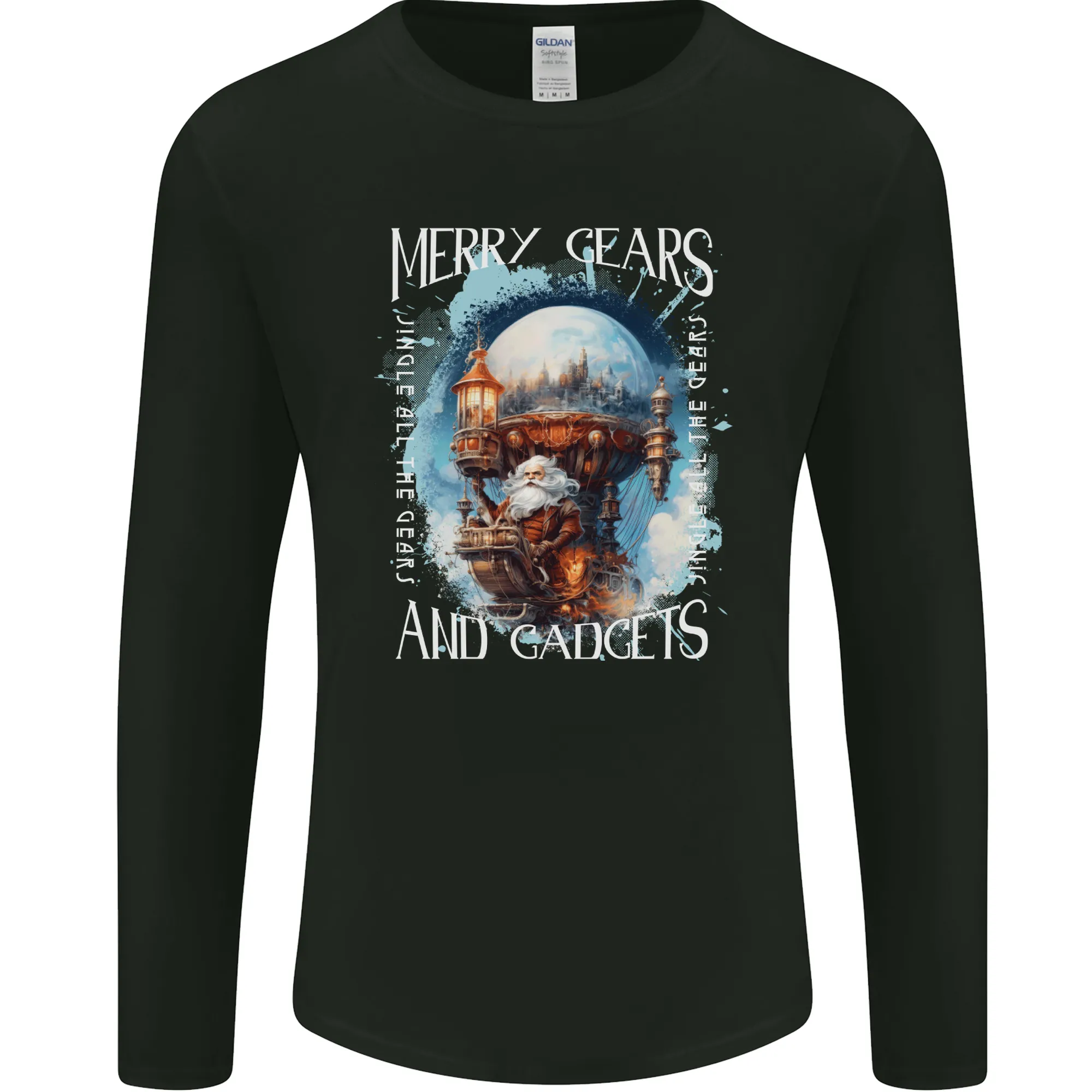 Merry Gears Steampunk Christmas Santa Xmas Mens Long Sleeve T-Shirt