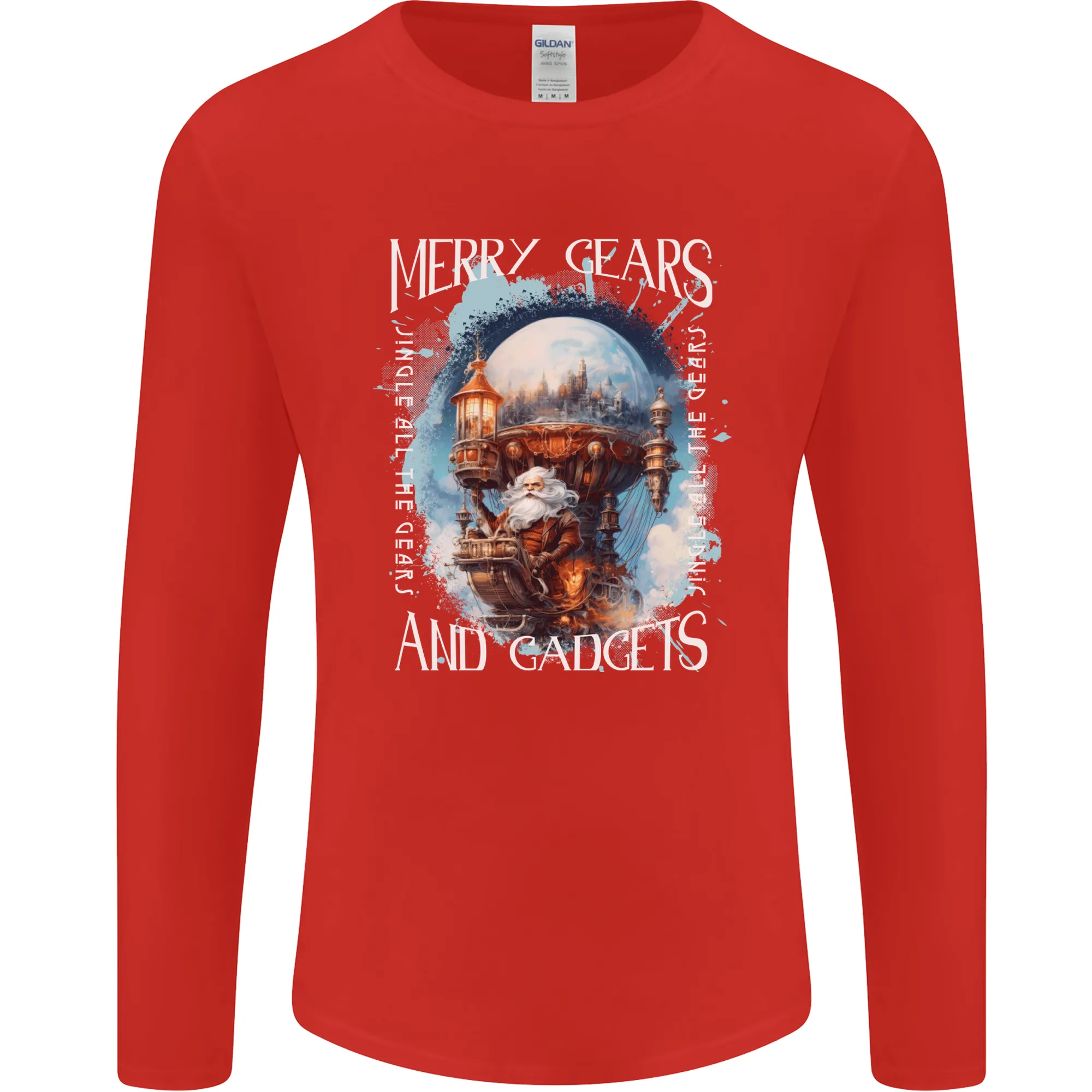 Merry Gears Steampunk Christmas Santa Xmas Mens Long Sleeve T-Shirt