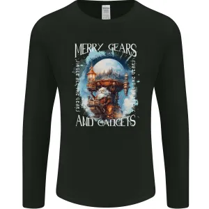 Merry Gears Steampunk Christmas Santa Xmas Mens Long Sleeve T-Shirt