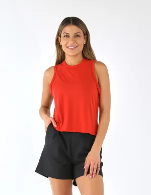 Minimalist Muscle Tank: Scarlet