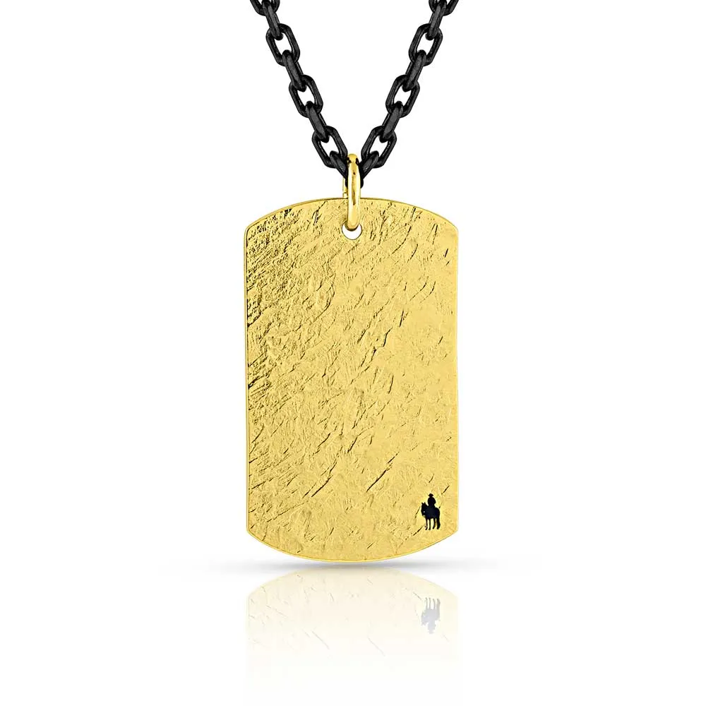 Montana Silversmiths Cowboy Sh*t Gold Men's Dog Tag Necklace