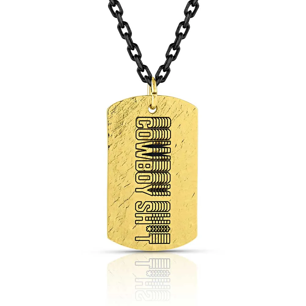 Montana Silversmiths Cowboy Sh*t Gold Men's Dog Tag Necklace