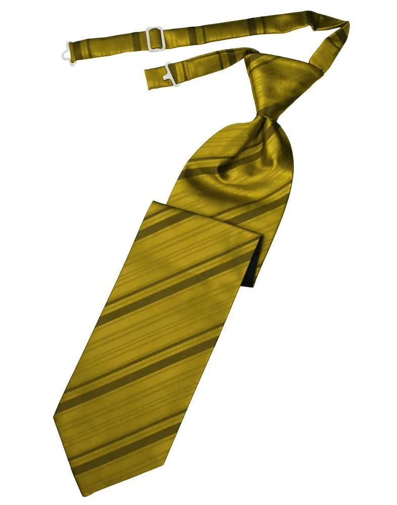 New Gold Striped Satin Necktie