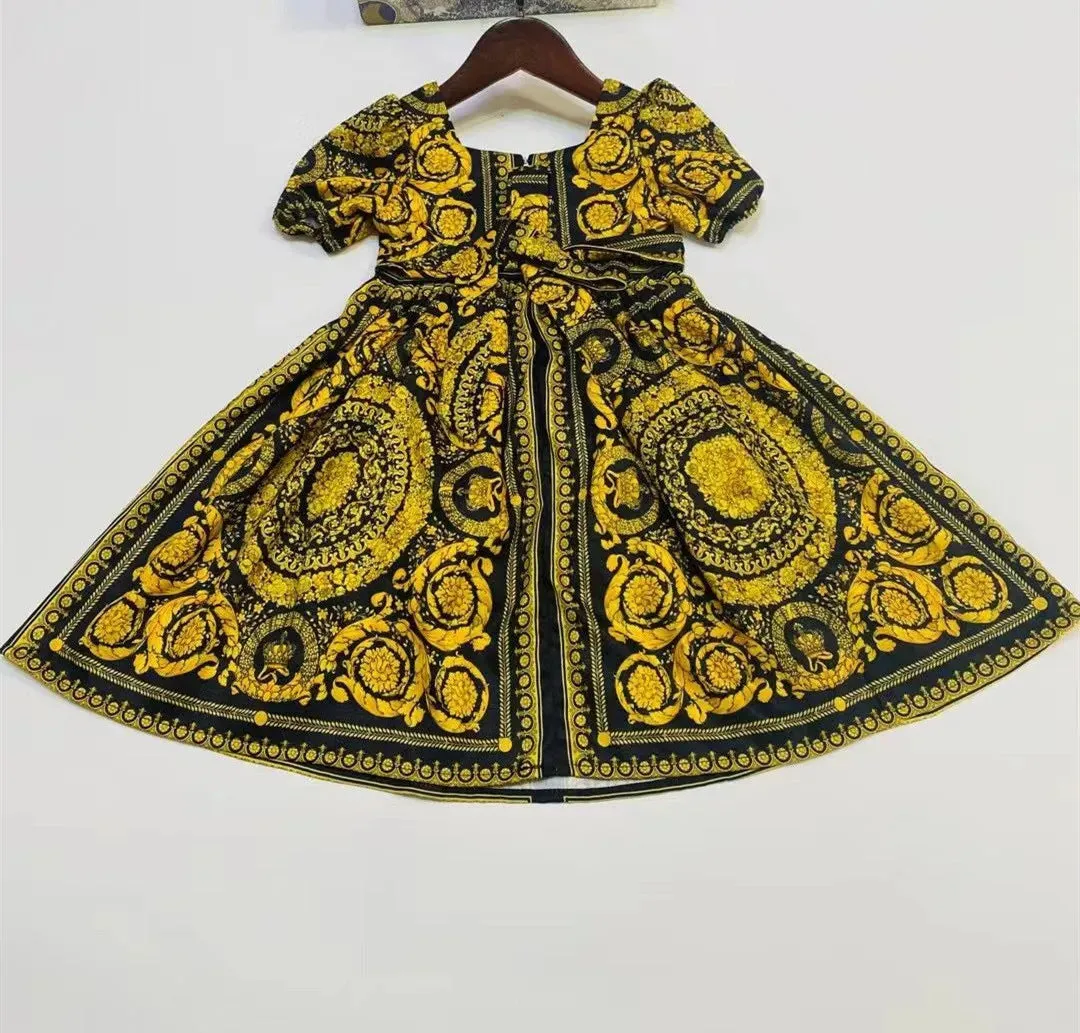 new High quality Baby Girls Summer Dress Kids Dresses beautiful short Sleevele children dress