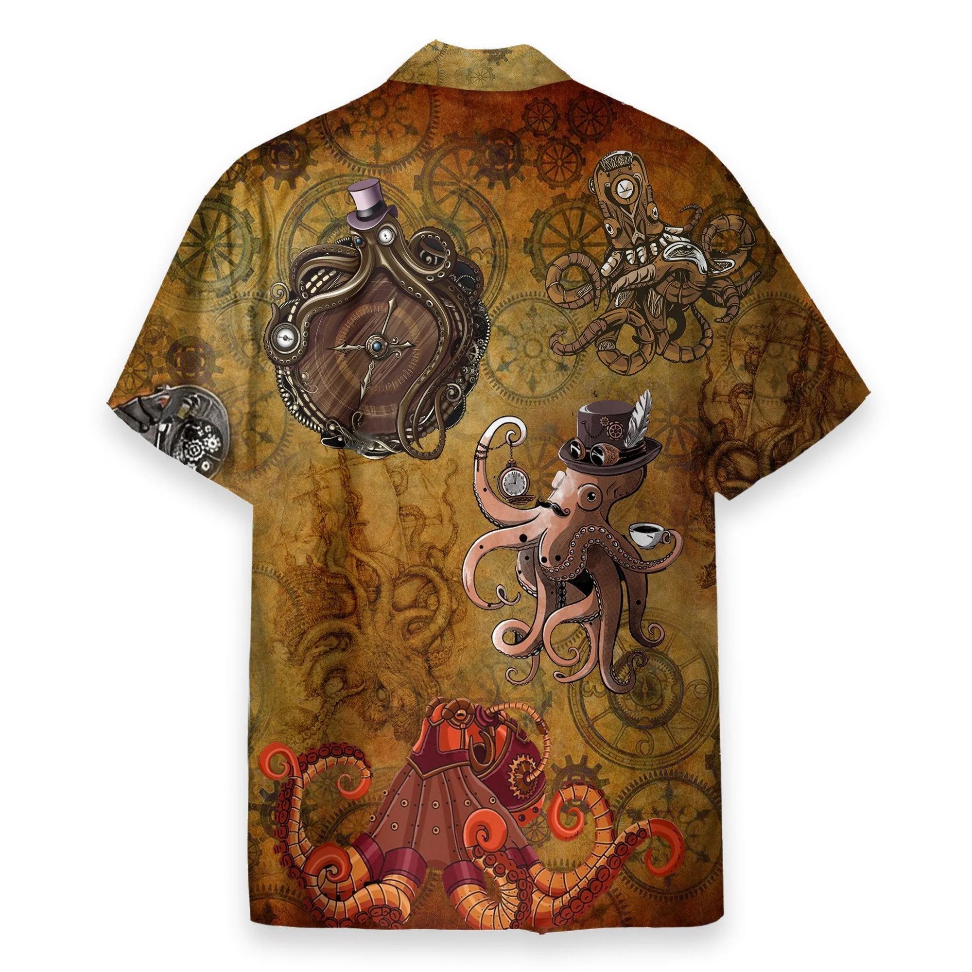 Octopus Steampunk Men's Button's Up Shirts - Hawaiian Shirt