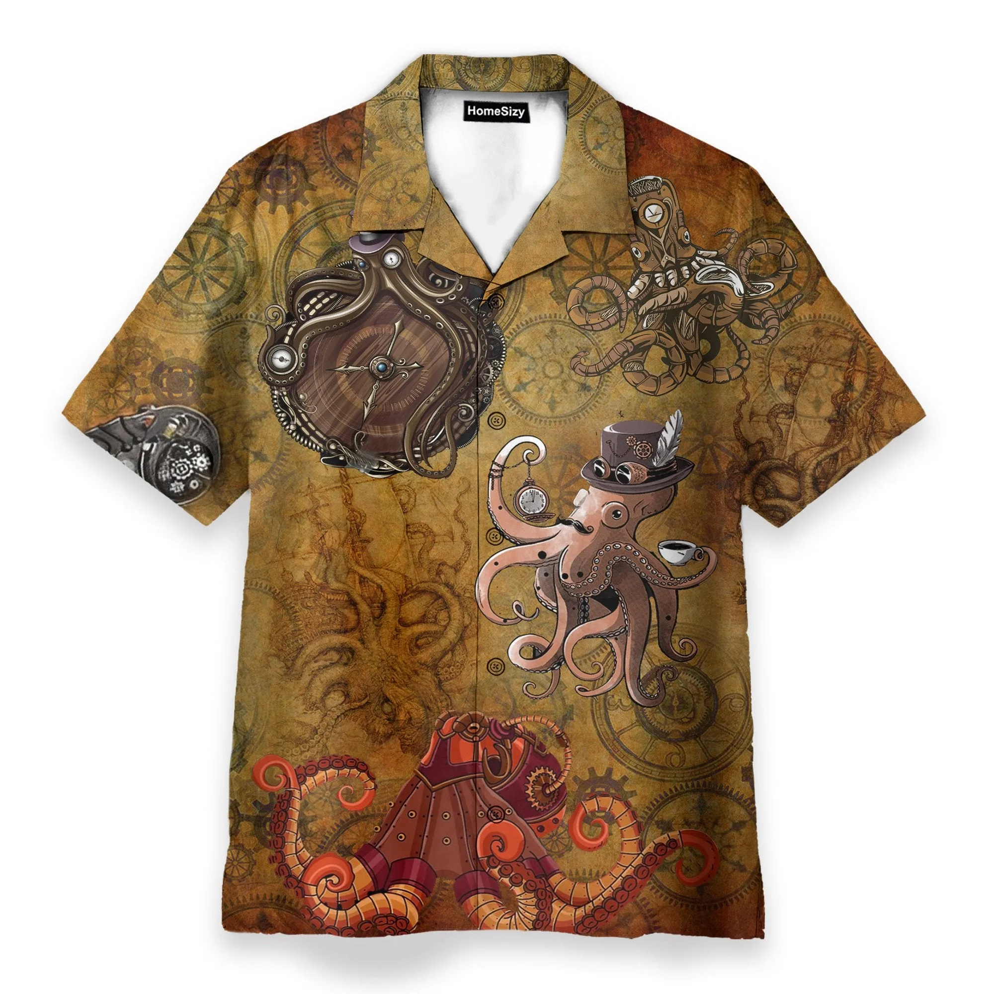 Octopus Steampunk Men's Button's Up Shirts - Hawaiian Shirt