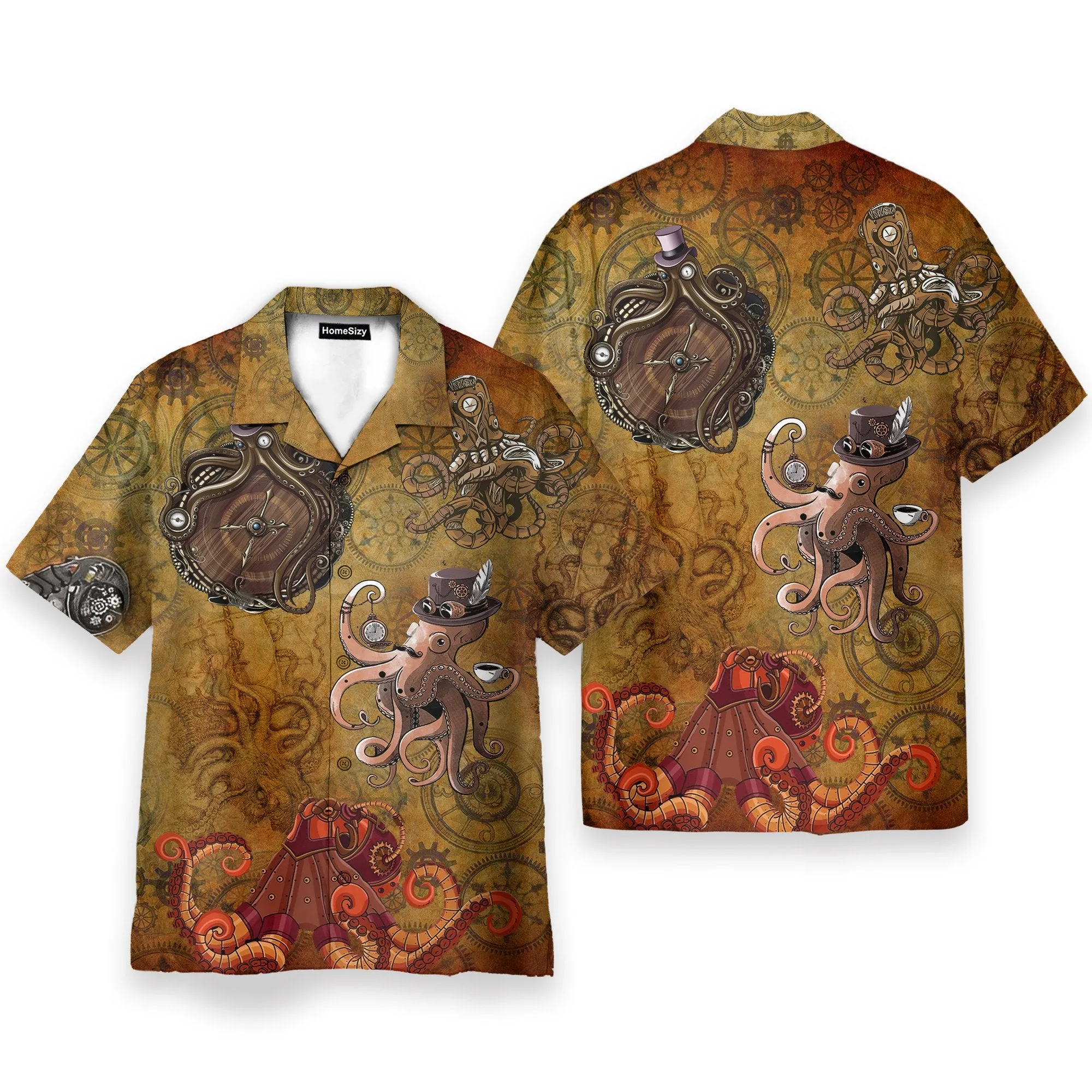 Octopus Steampunk Men's Button's Up Shirts - Hawaiian Shirt