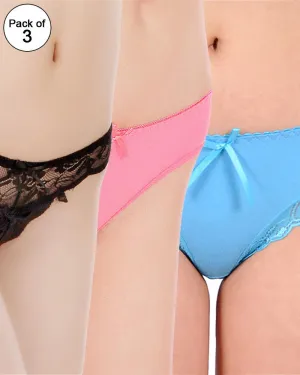 Pack of 3 - Sexy Bridal Cotton Net Panty For Ladies