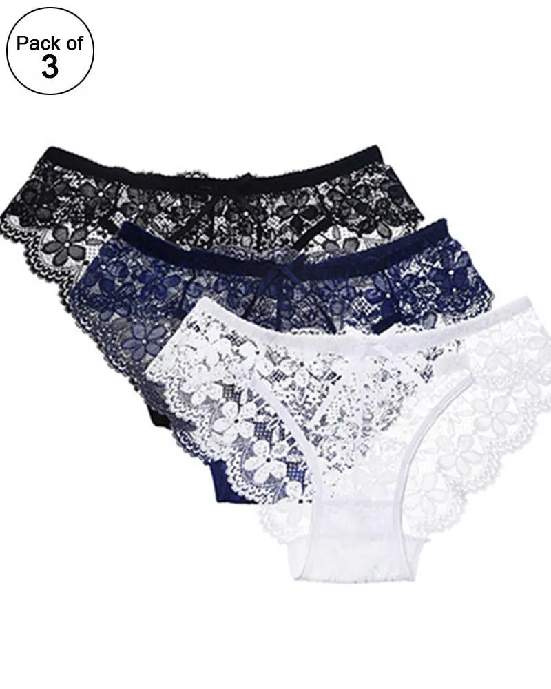 Pack of 3 - Sexy Summer Soft Cotton Net Panty For Ladies