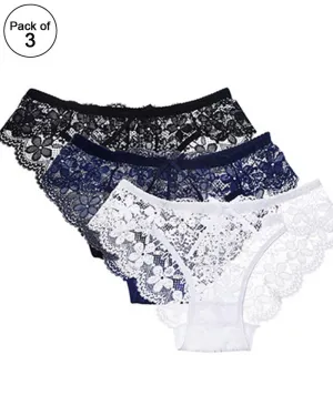 Pack of 3 - Sexy Summer Soft Cotton Net Panty For Ladies