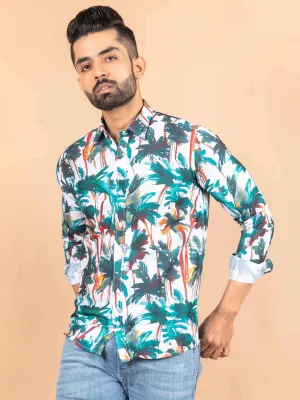 Palm Tree Printed Crepe Shirt