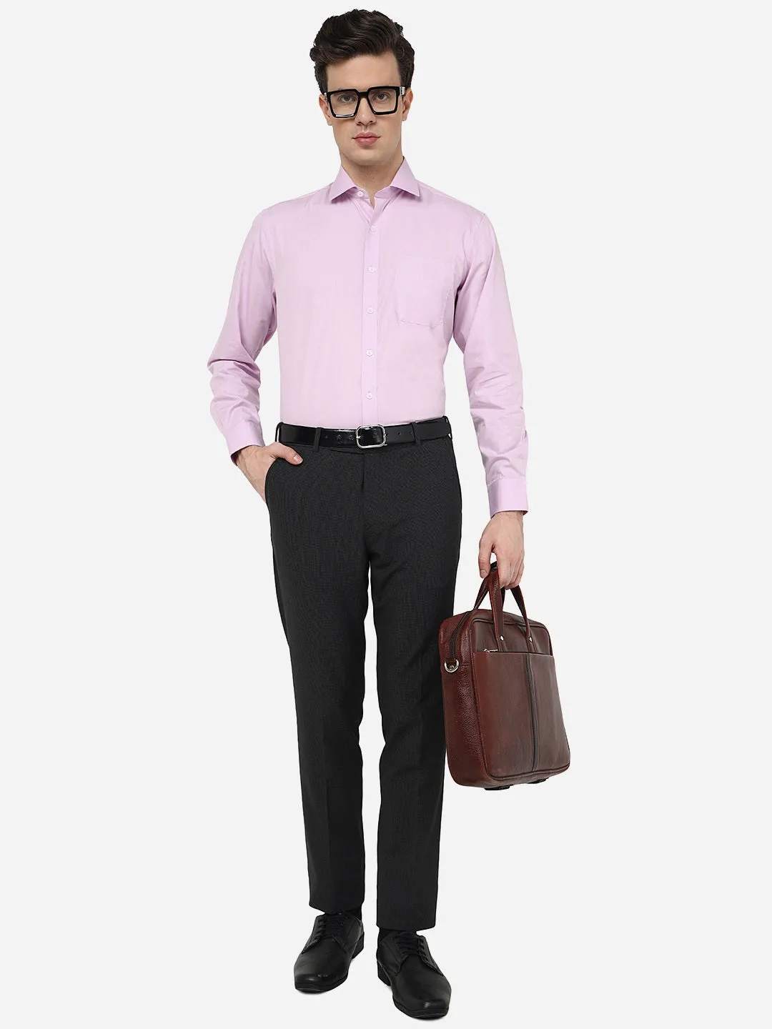 Pink Solid Regular Fit Formal Shirt | JadeBlue