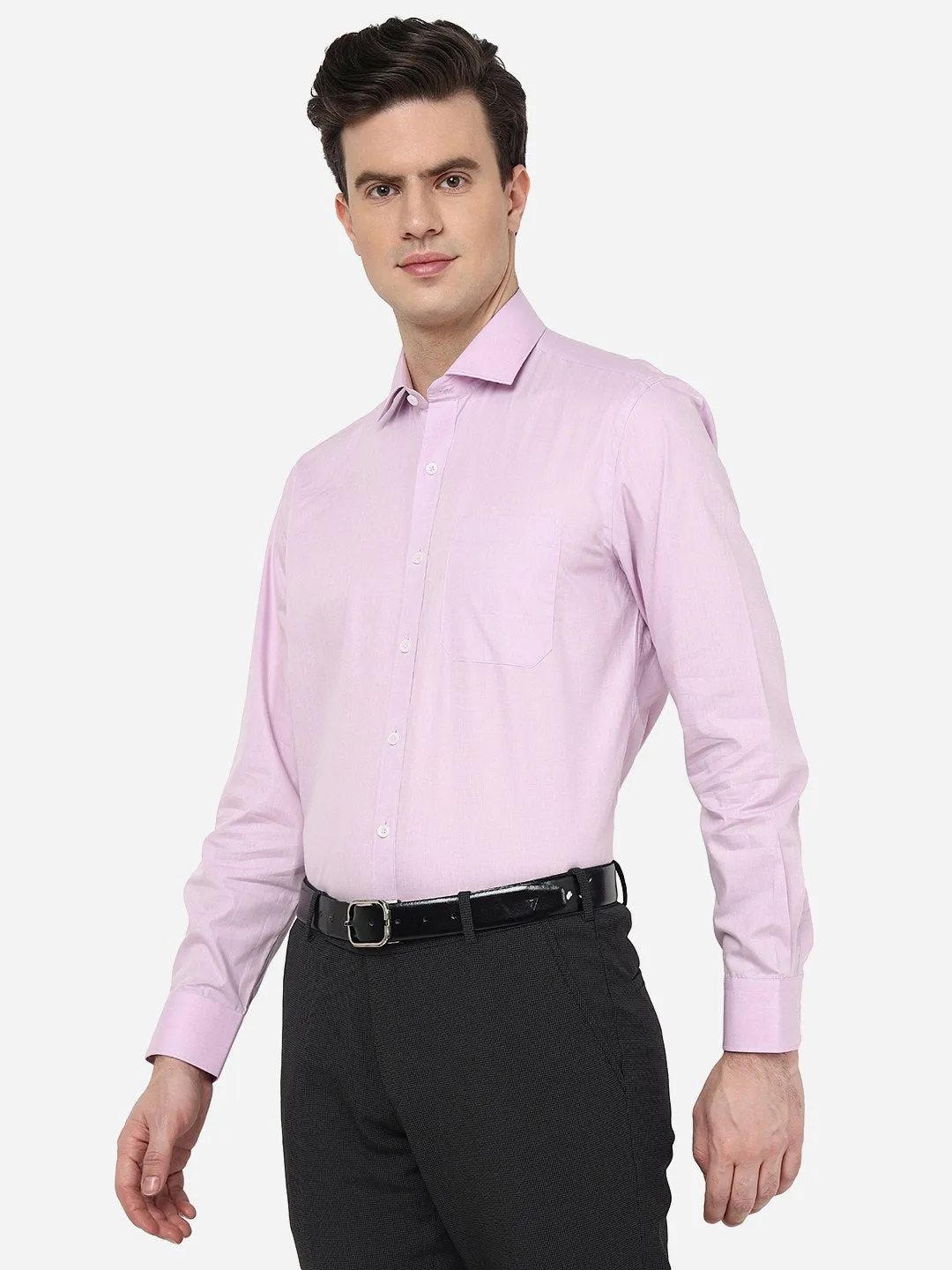 Pink Solid Regular Fit Formal Shirt | JadeBlue