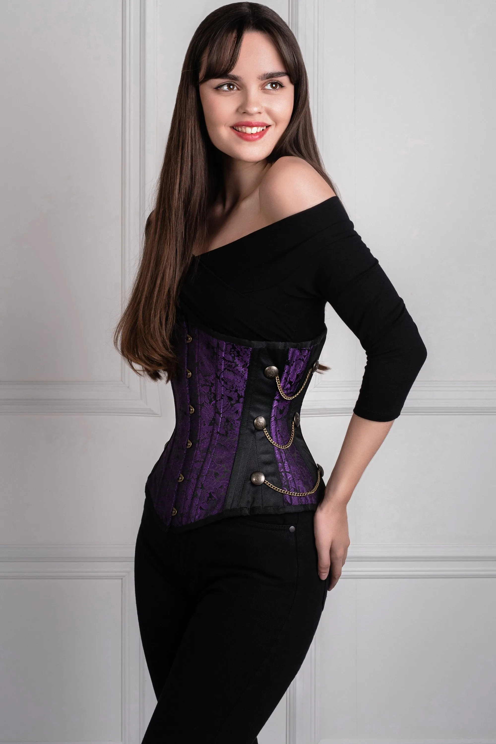 Purple Steampunk Longline Underbust Corset