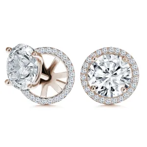 “Rachel”  8.5ct Round Cut Halo Stud Earrings and Jackets