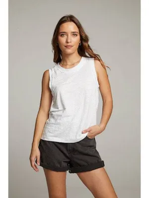 Raw Edge Muscle Tank by Chaser | White