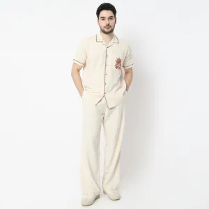 Relaxed Fit Embroidered Half Sleeve Camp Collar Artistry Cuban Shirt