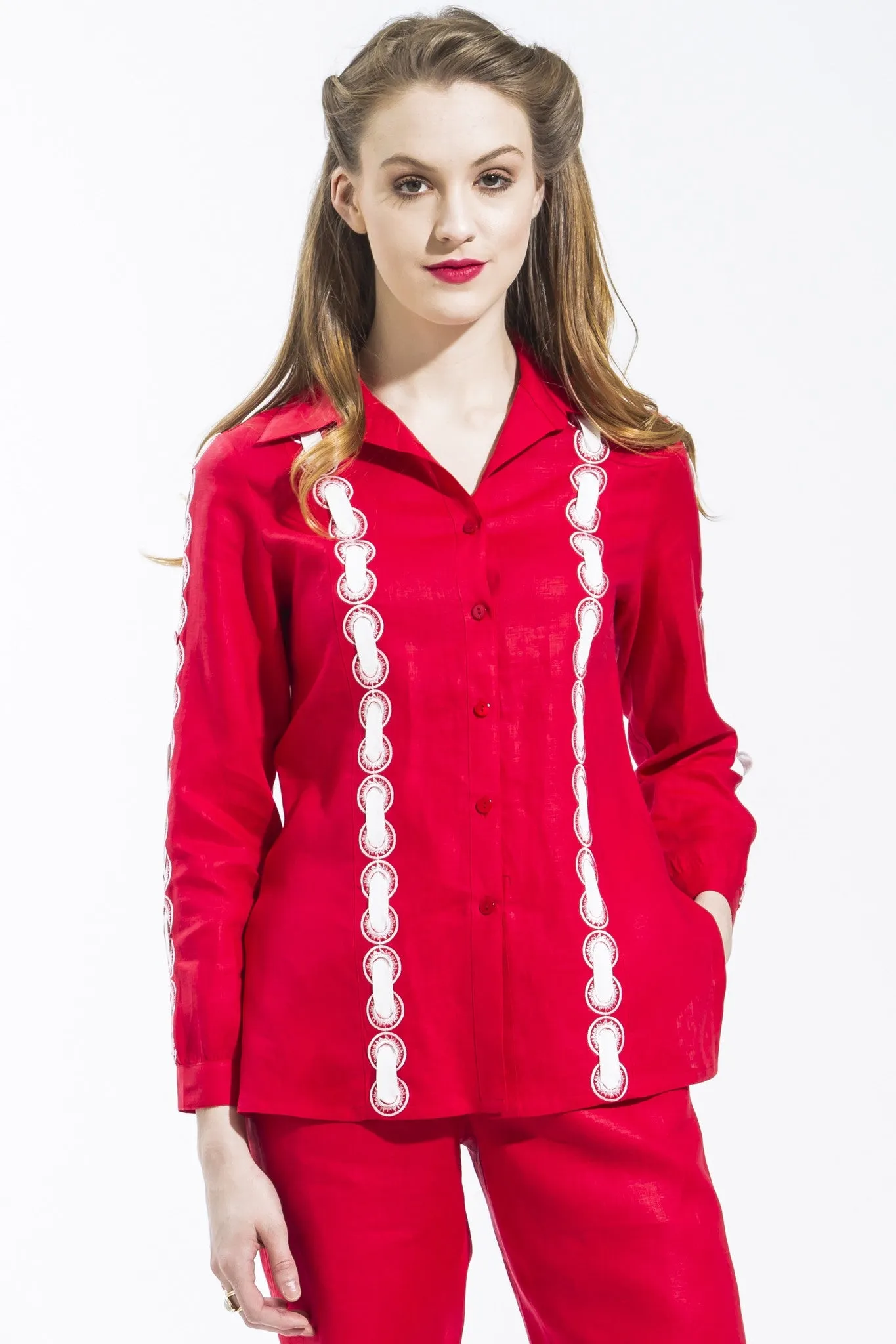 Ribbon Threaded Circle Shirt Style 1815