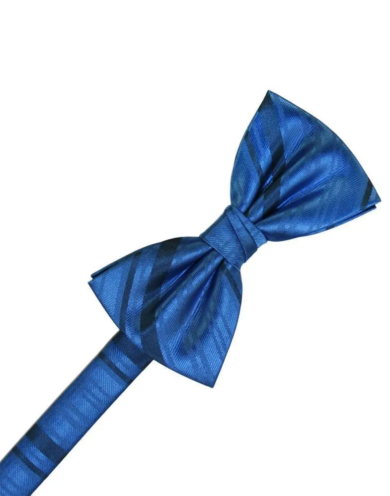 Royal Blue Striped Satin Kids Bow Tie
