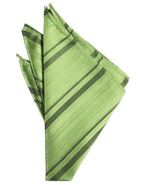 Sage Striped Satin Pocket Square