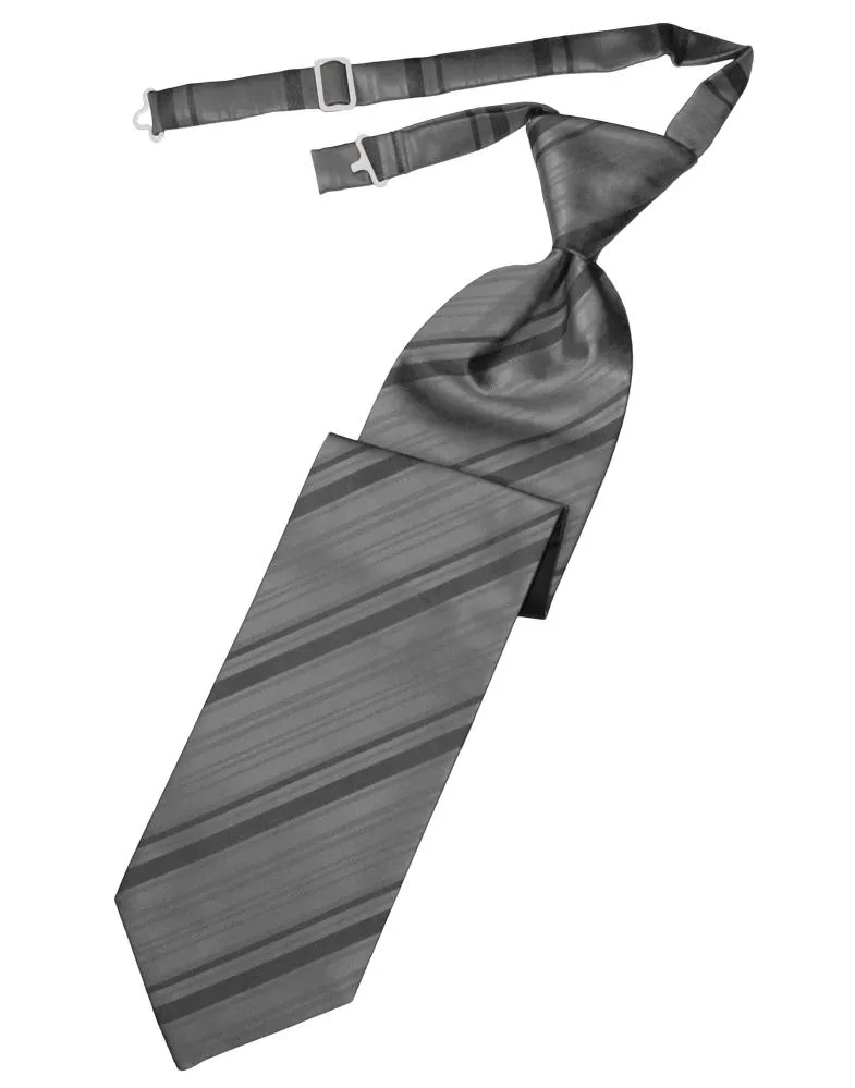 Silver Striped Satin Necktie