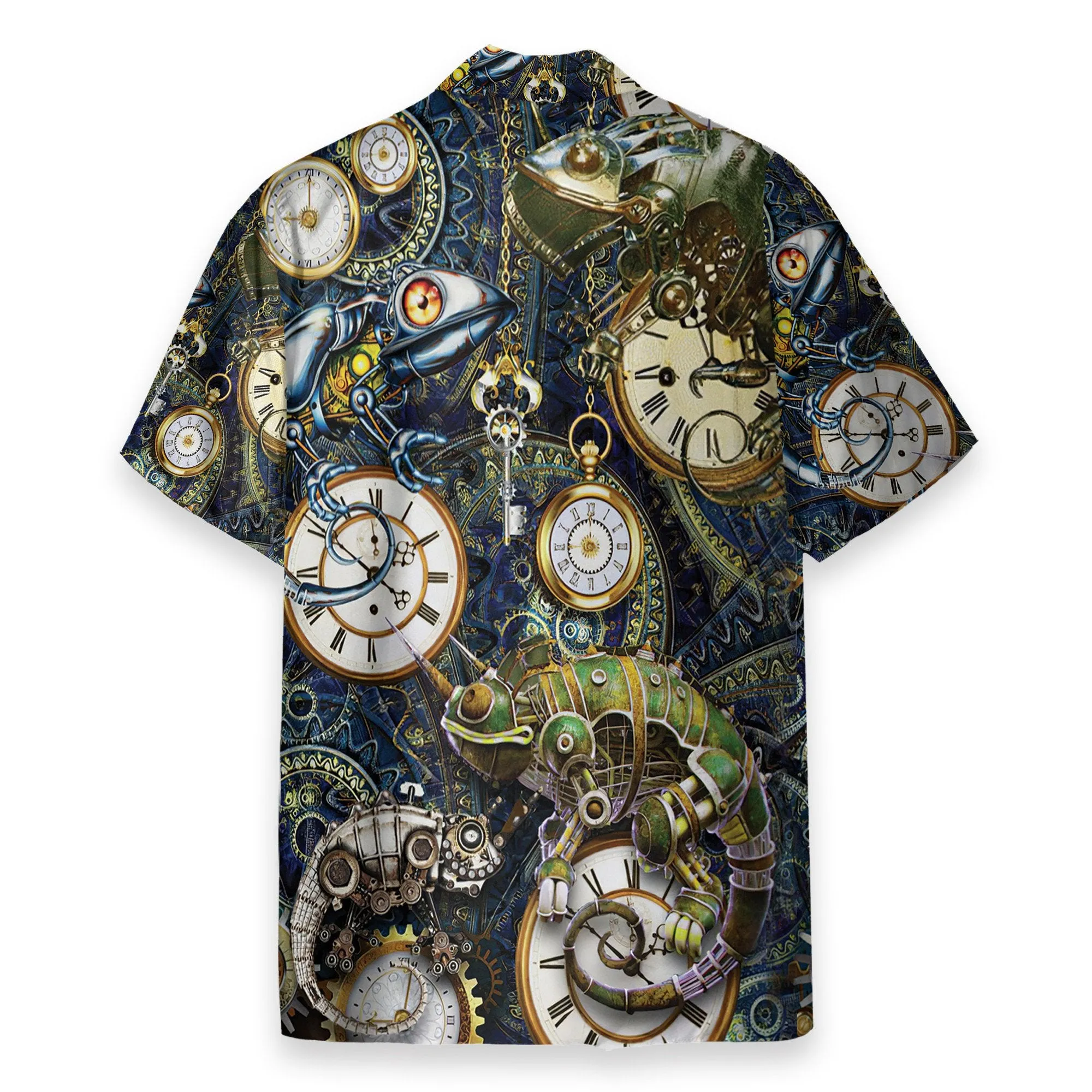 Stay Cool Steampunk Chameleon Men's Button's Up Shirts - Hawaiian Shirt
