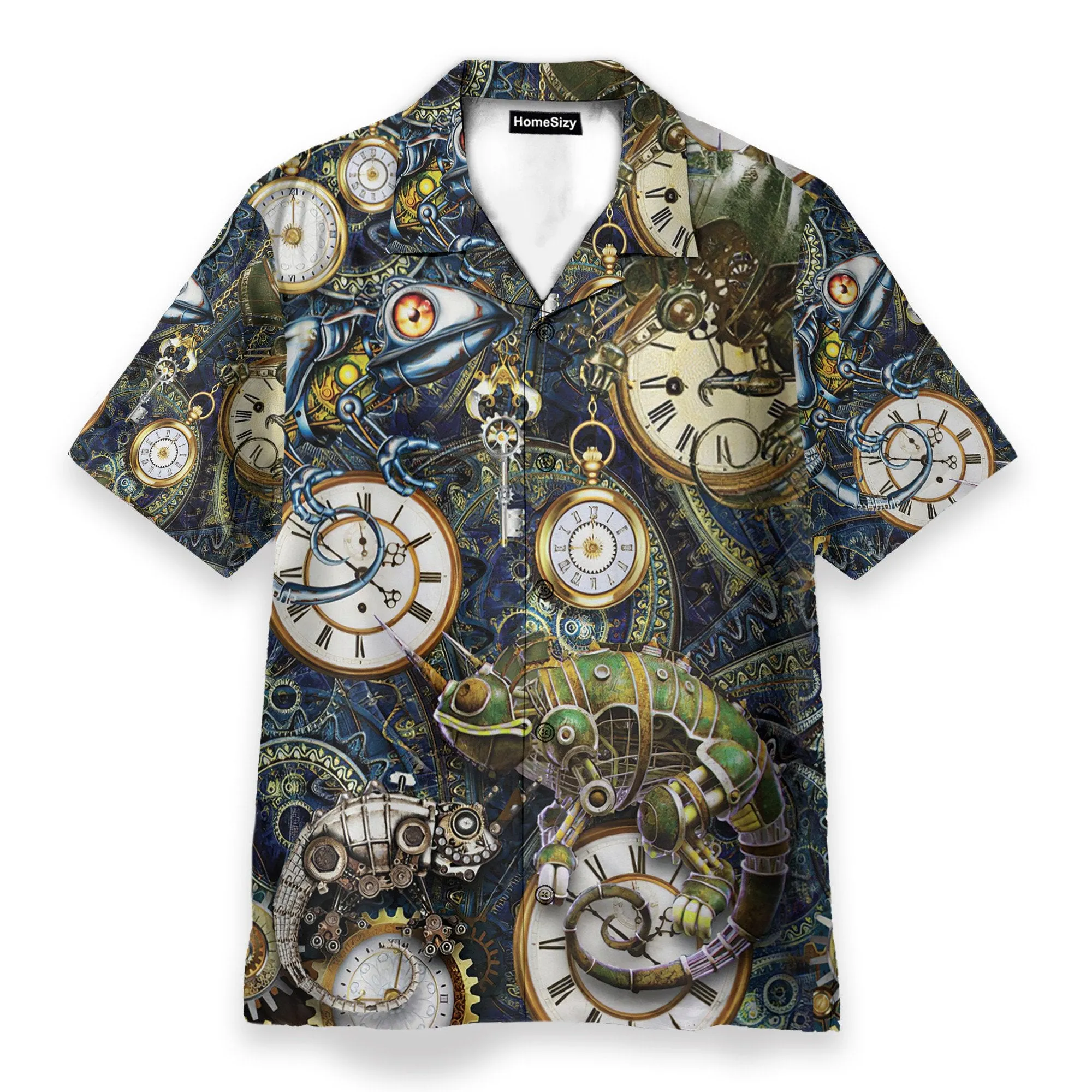 Stay Cool Steampunk Chameleon Men's Button's Up Shirts - Hawaiian Shirt