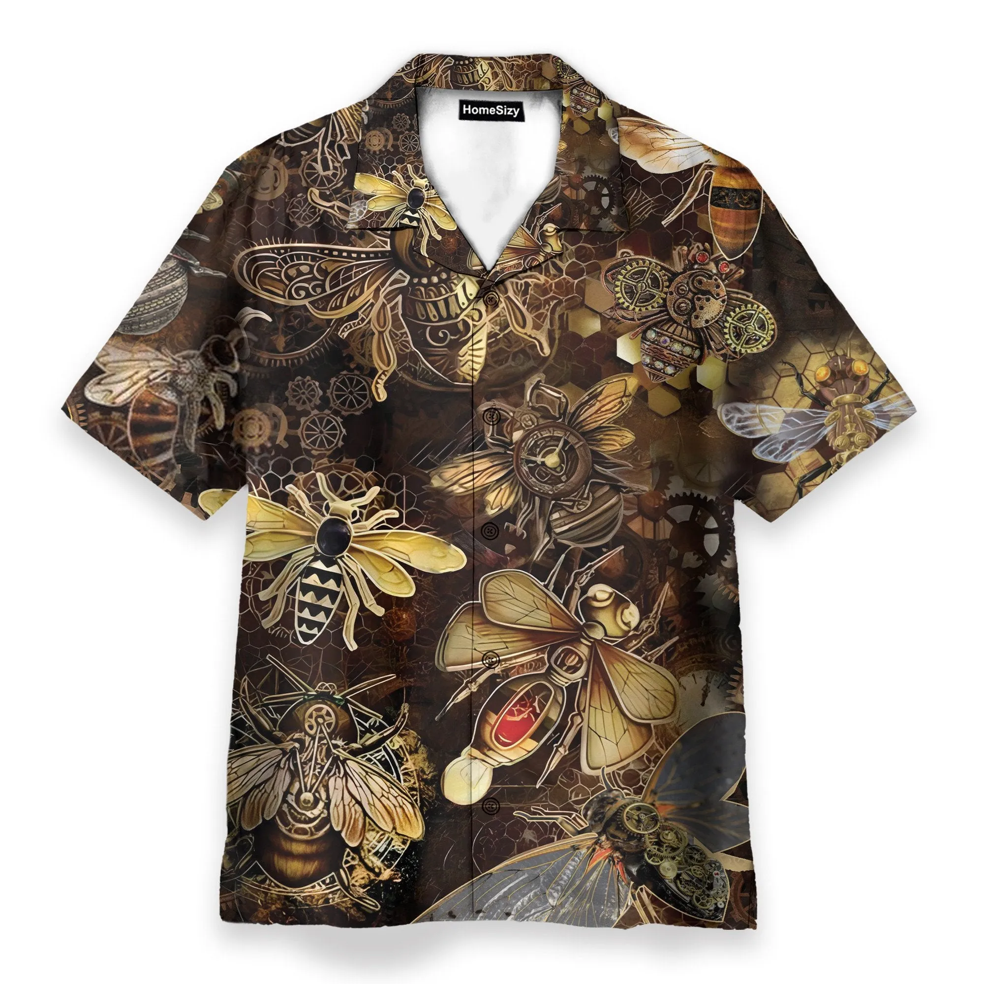 Steampunk Bee Men's Button's Up Shirts - Hawaiian Shirt