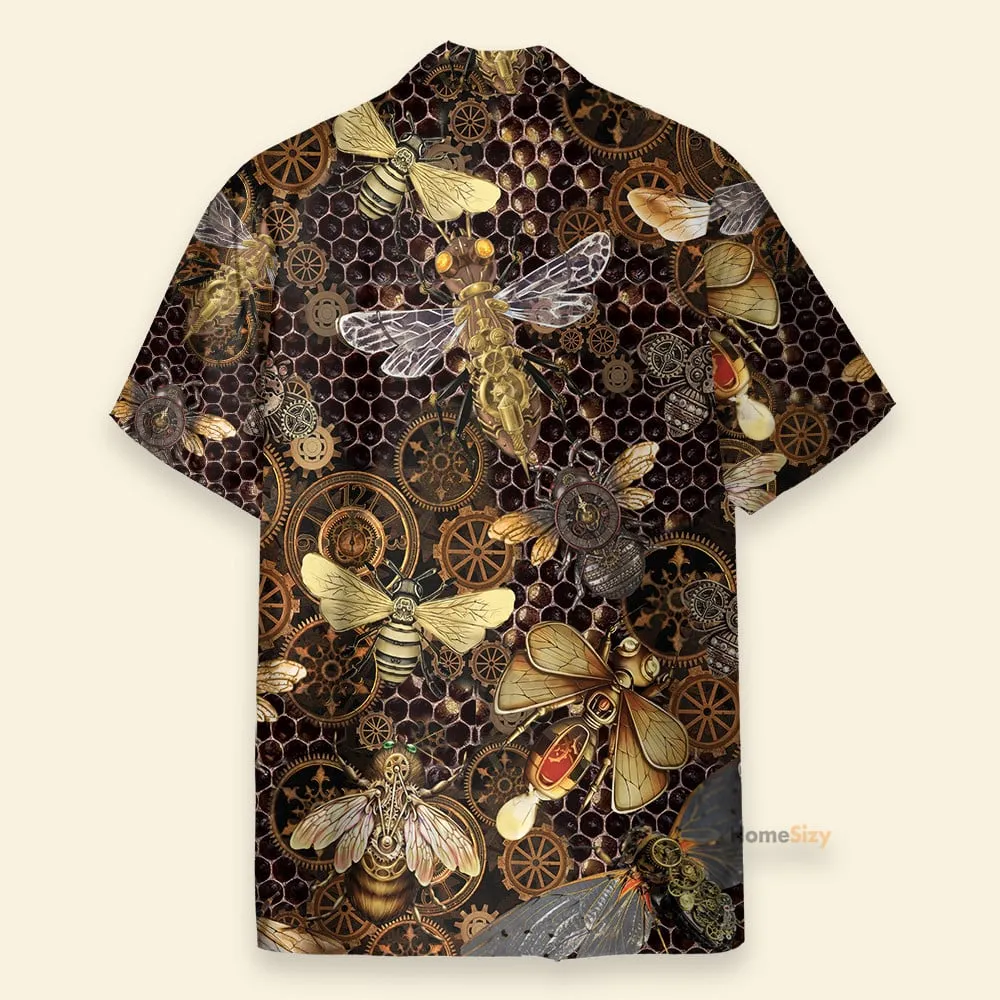 Steampunk Bee Men's Button's Up Shirts - Hawaiian Shirt