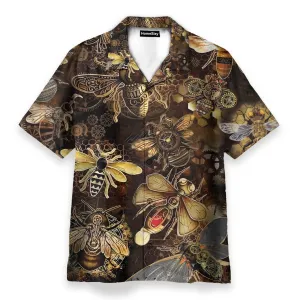 Steampunk Bee Men's Button's Up Shirts - Hawaiian Shirt